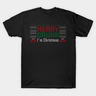 Merry Drunk - IM Christmas Knit Design T-Shirt